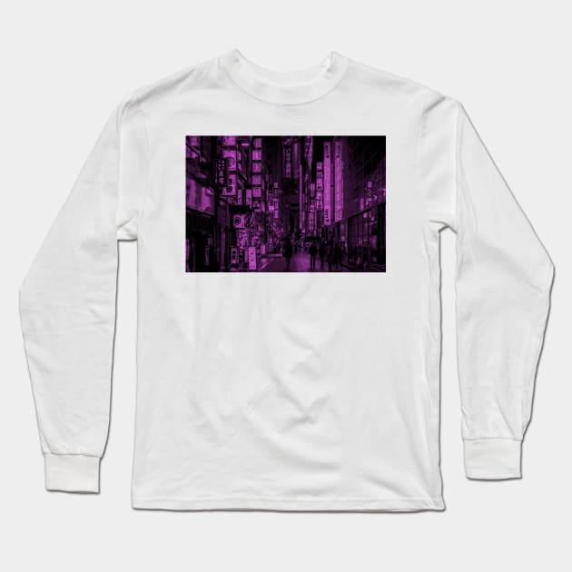 Shinjuku Nights Magenta Recolor Long Sleeve T-Shirt by emiliapapaya